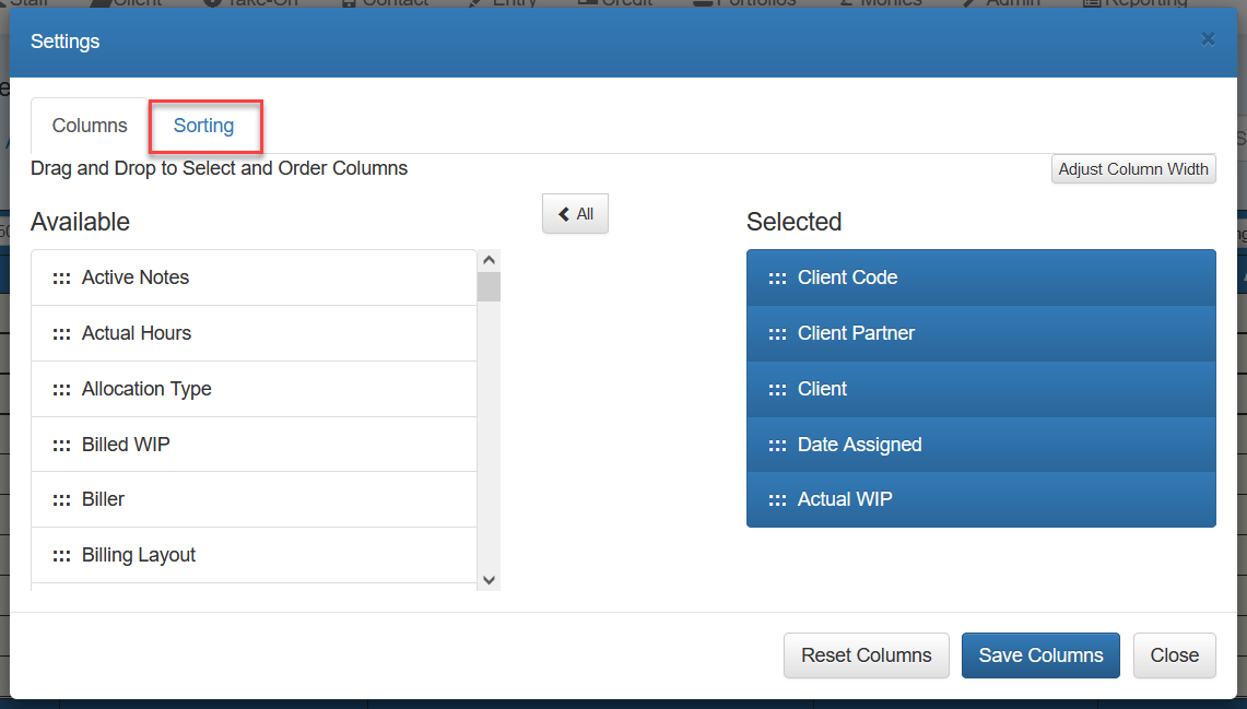 Settings in the new grid